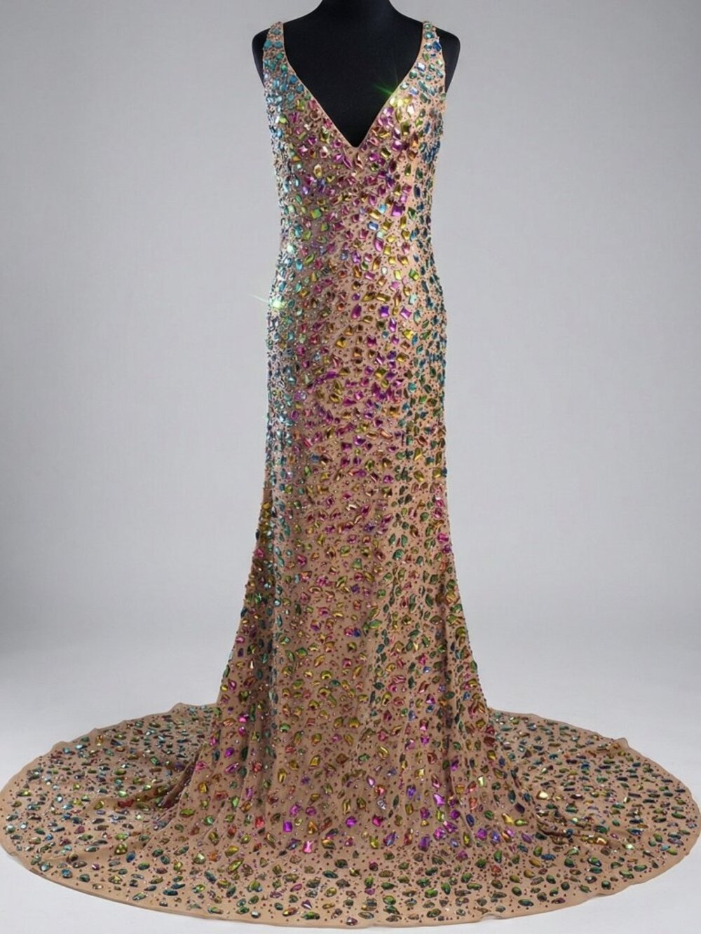 Sherri Hill Multicolor Crystal Beaded Pageant Evening Gown Dress 18